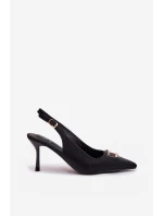 Dámske lodičky Sandále s ozdobným detailom Black Lurella Dámske lodičky Sandále s ozdobným detailom Black Lurella