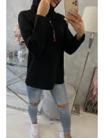 Tunika na zips s kapucňou Oversize čierna
