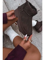 Śniegowce Damskie Z Naturalnego Zamszu Ocieplane Futerkiem Czekoladowe Milora