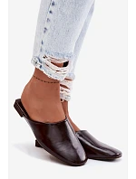 Dámské Mules z Umělé Kůže Ploché Čokoládové Romelle