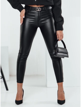 Dámske nohavice z voskovanej kože WAXSTEP black FashionStreet UY2318