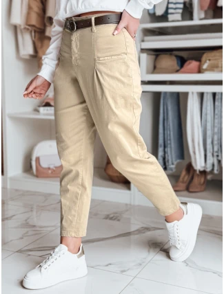 Dámske bavlnené nohavice CHINOSKA dark beige FashionStreet UY2556 Dámske bavlnené nohavice CHINOSKA dark beige FashionStreet UY2556