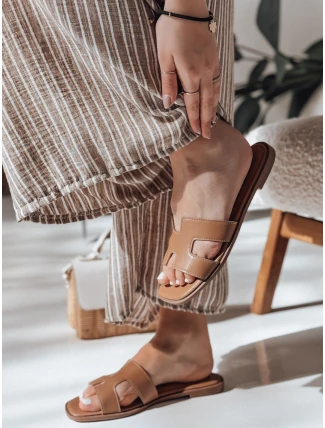 KLASSINO khaki FashionStreet dámske žabky s výrezom ZY0881