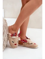 Świąteczne Kapcie Z Motywem Renifera Beżowe Sylaia