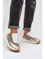 Skórzane Buty Sportowe Sneakersy Damskie D&A LR51-847 Złote