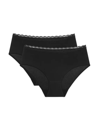 Dámske nohavičky Feel Of Cotton Midi 2P - BLACK - čierna 0004 - TRIUMPH Dámske nohavičky Feel Of Cotton Midi 2P - BLACK - čierna 0004 - TRIUMPH