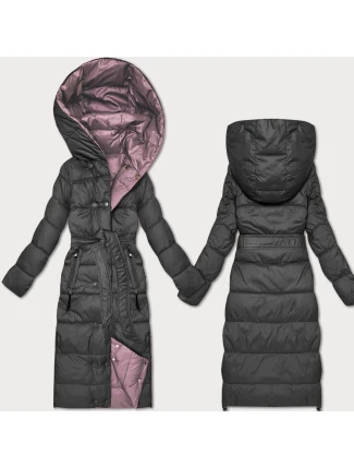 Obojstranná zimná bunda Minority s pruhmi Graphite Pink (M2-6519-27+52)