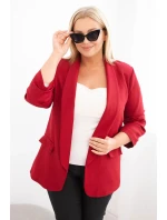 Dámske sako Plus Size bez zapínania s podšívkou XL/2XL bordová