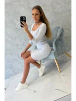 Šaty s výstrihom na gombíky svetlo šedé