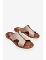 Damskie Klapki Z Ozdobnym Zamkiem Beżowe Lemar Clarence