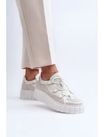 Dámska kožená športová obuv na platforme M01/1 Zazoo light beige Dámska kožená športová obuv na platforme M01/1 Zazoo light beige