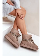 Zamszowe Śniegowce Damskie Z Grubym Sznurowaniem D.Franklin DFSH375003 Taupe