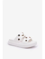 Piankowe Klapki Damskie Z Przypinkami Białe Ravanala