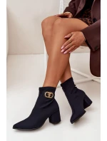 Dámske topánky na podpätku so zlatými detailmi Zazoo 3128 Black