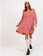 Dámske oversize šaty s volánom v prašne ružovej farbe SUBLEVEL