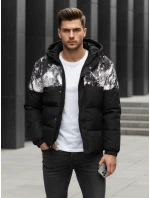 Pánska zimná bunda s kapucňou čierna FashionStreet TX5132 Pánska zimná bunda s kapucňou čierna FashionStreet TX5132