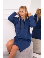 Šaty s kapucňou a bočným rázporkom z džínsoviny