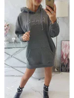 Zateplená mikina s vyšitým nápisom oversize graphite Zateplená mikina s vyšitým nápisom oversize graphite