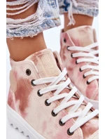 Trampki Damskie Wysokie Big Star LL274048 Beżowo-Różowe