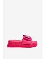 Damskie Klapki Z Kokardą i Misiem Fuksja Katterina