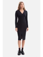 B307 Pletené šaty v tvare ceruzky - čierne