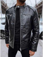 Pánska kožená bunda čierna FashionStreet TX4713