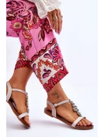 Skórzane Sandały Z Ozdobnym Wężem S.Barski KV-5541-42 Beżowe