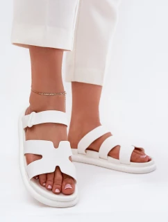 Gumowe Klapki Damskie Z Paskiem Białe Tavirae