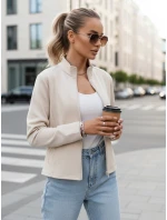 FashionStreet BY1561 dámska mikina na zips so stojačikom béžová