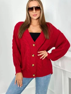 Sveter na gombíky S24-4 červený - Kesi