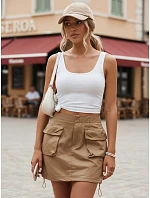 Dámska mini sukňa QUILLA camel FashionStreet CY0440 Dámska mini sukňa QUILLA camel FashionStreet CY0440