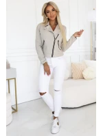 481-4 Semišové ramonesky s dlhými rukávmi a zipsami - svetlo béžové