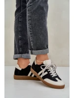 Zazoo N1068 Skórzane Niskie Sneakersy Damskie Czarne