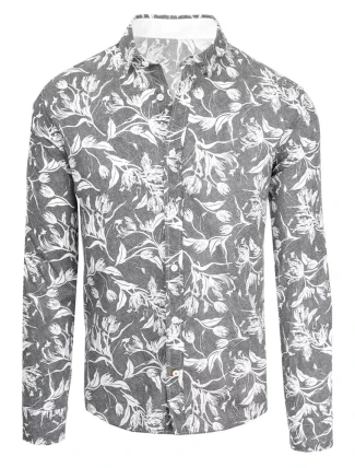Pánska sivá košeľa FashionStreet DX2262 Pánska sivá košeľa FashionStreet DX2262