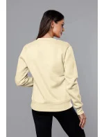Béžová dámska tepláková mikina so sťahovacími lemami (W01-67)