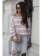 Dámska mikina latte s lodičkovým výstrihom (82139B)