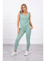 Nohavice/oblek s nápisom selfie tmavo mätový