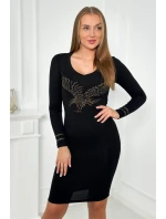 Pletené šaty s motívom orla čierne Pletené šaty s motívom orla čierne