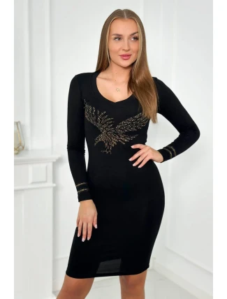 Pletené šaty s motívom orla čierne Pletené šaty s motívom orla čierne
