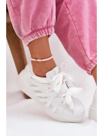 Eko Skórzane Sneakersy Na Platformie Białe Penolle