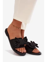 Dámské pantofle na nízkém podpatku s mašlí Černé Amivelle