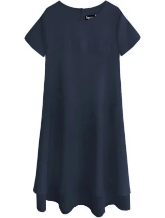 Tmavo modré trapézové šaty (436ART)