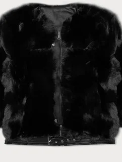 Dámska krátka bunda s kožušinou J Style čierna (11Z8080)