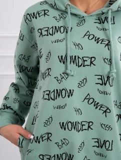 Mikina s nápismi tmavá mentolová