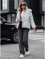Dámska kožená prechodná bunda COLLAR sivá FashionStreet TY5190