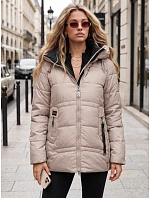 Dámska zimná prešívaná bunda s kapucňou, béžová, FashionStreet TY5951