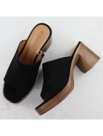 Dámske semišové žabky na ihličkách čierne Potocki 54309