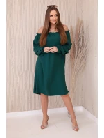 Španielske šaty s ozdobnými rukávmi tmavozelené