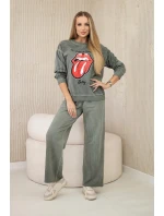 Bavlnená tepláková súprava s potlačou + khaki nohavice Bavlnená tepláková súprava s potlačou + khaki nohavice