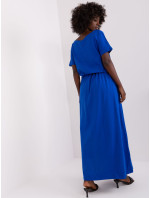 Základné bavlnené maxi šaty kobaltovej farby